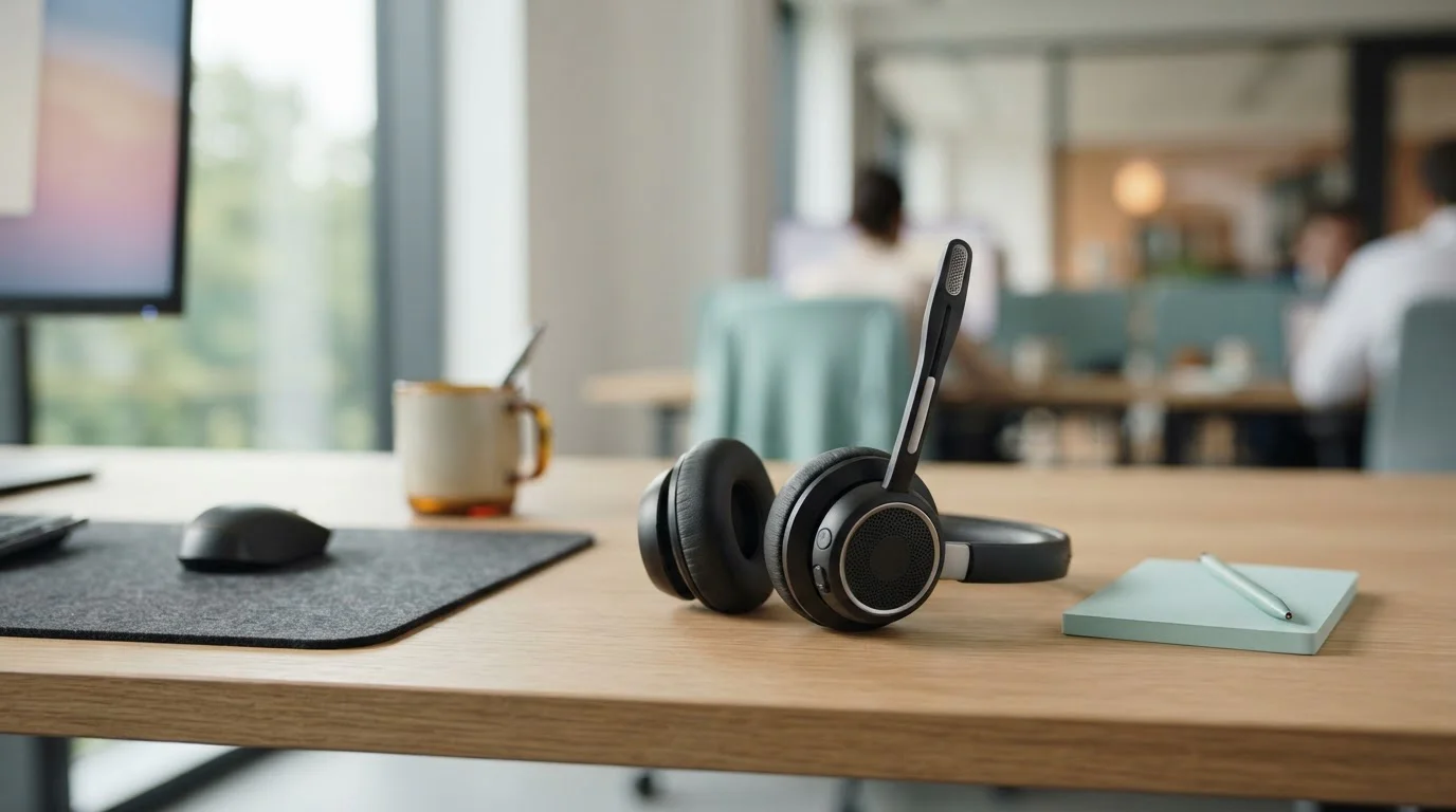 Headset auf einem Schreibtisch